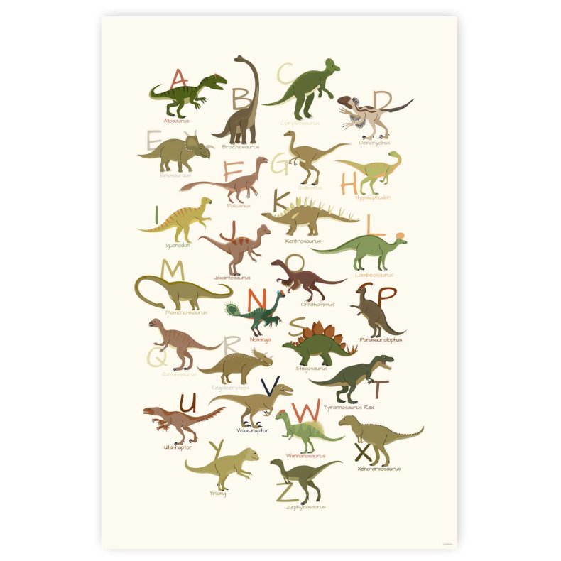 Dinosaurus Alfabet Plakat