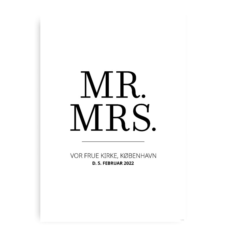 Bryllupsplakat -  Mr. And Mrs.