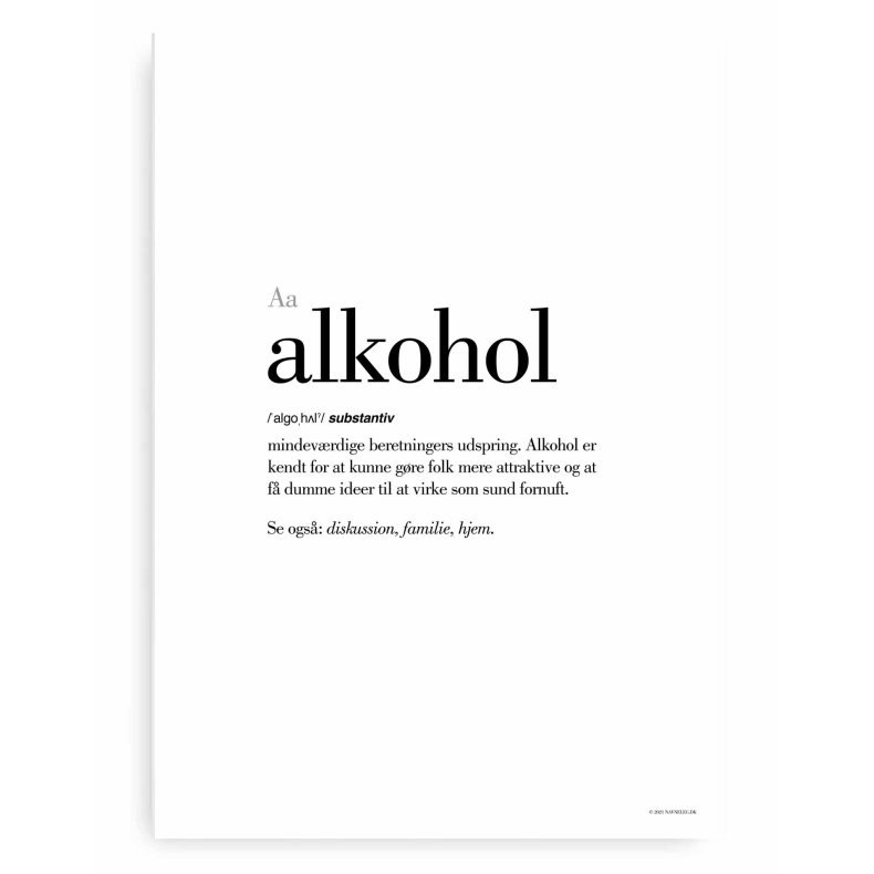 Alkohol Definitions Plakat - Dansk