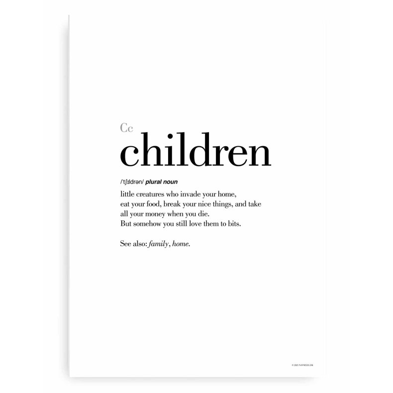 Children Definitions Plakat - Engelsk