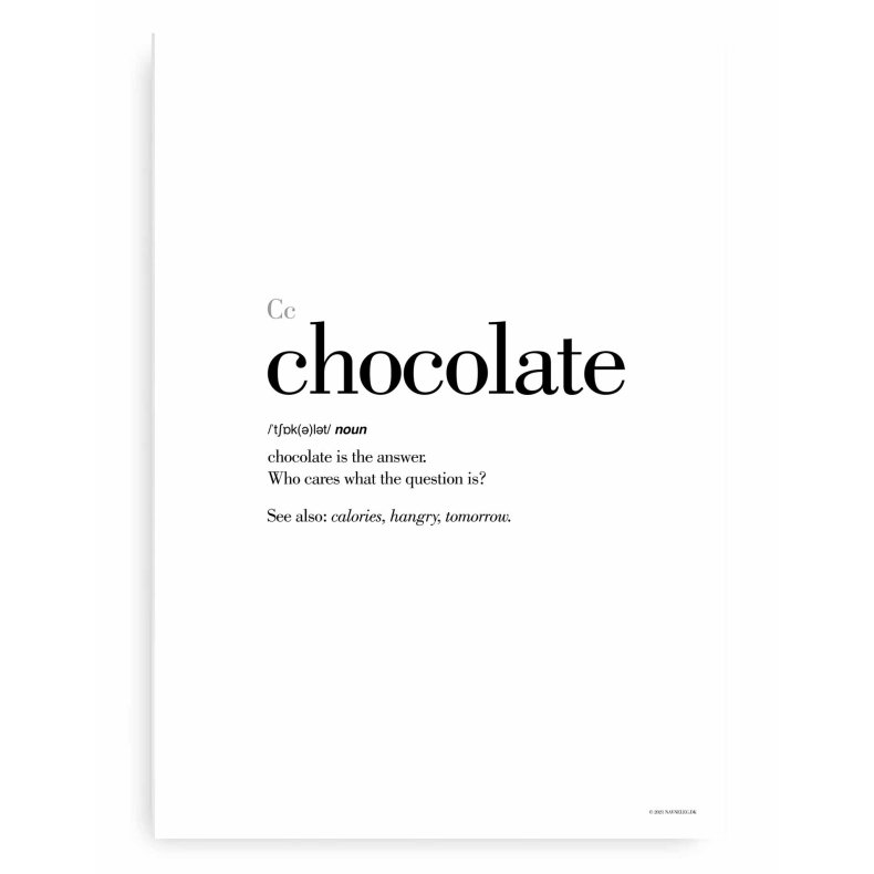Chocolate Definitions Plakat - Engelsk