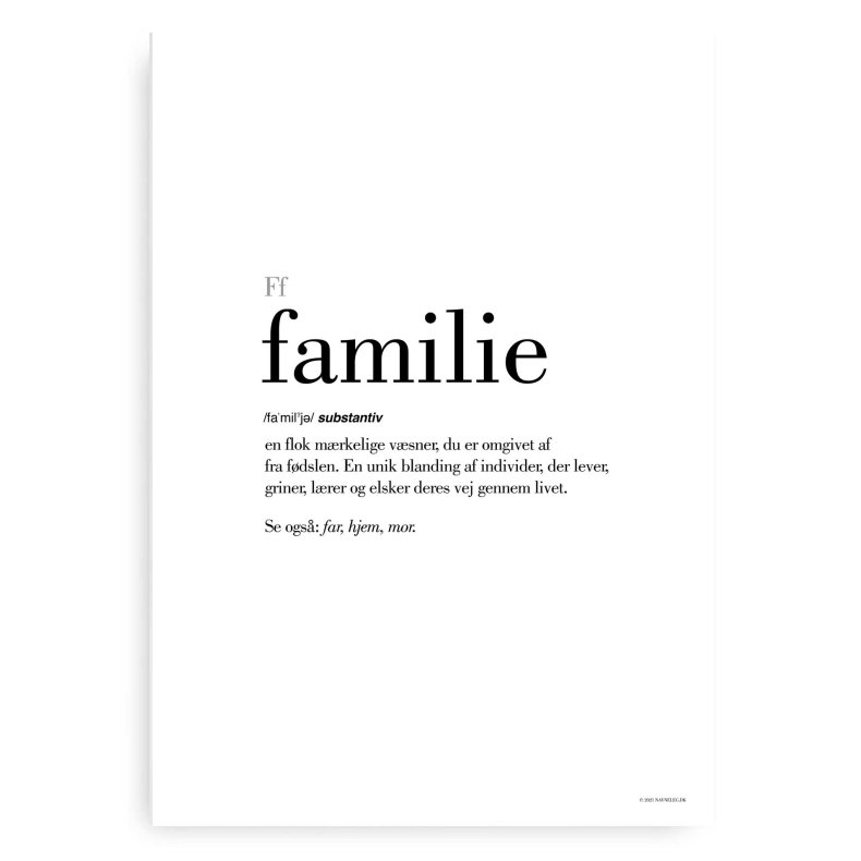 Familie Definitions Plakat - Dansk