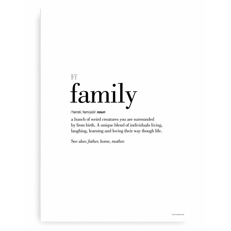 Family Definitions Plakat - Engelsk