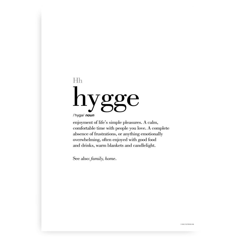 Hygge Definitions Plakat - Engelsk 20x30 cm. Inkl. Sort Plakatophng