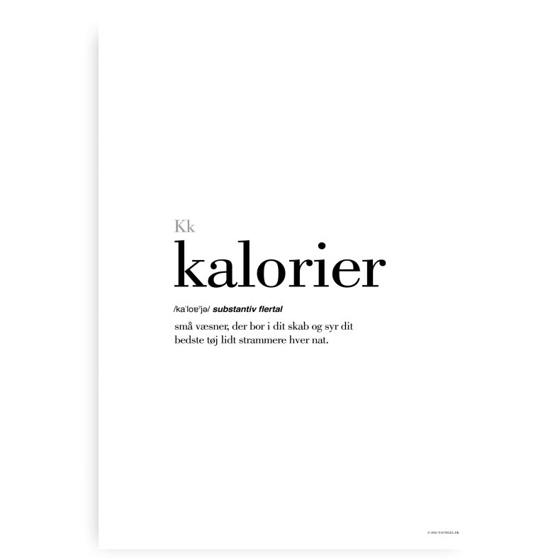 Kalorier Definitions Plakat - Dansk
