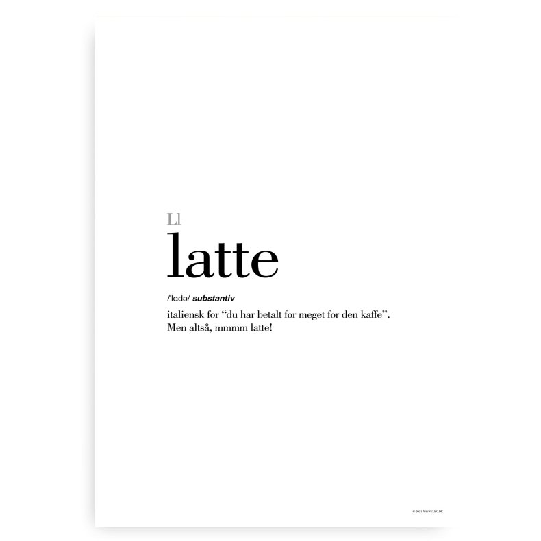 Latte Definitions Plakat - Dansk
