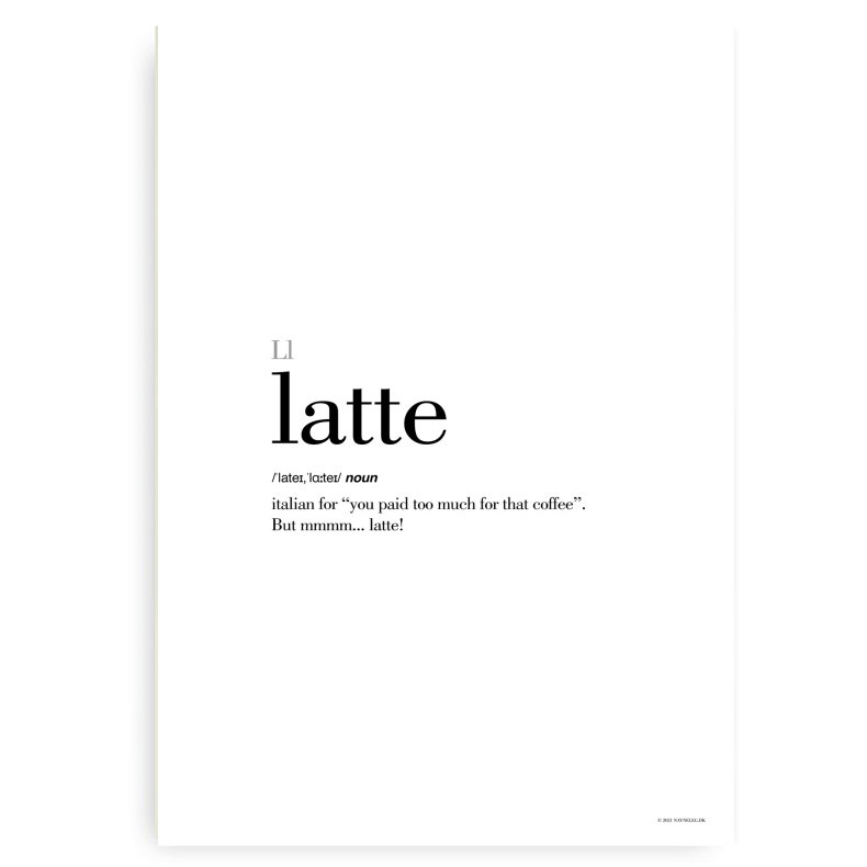 Latte Definitions Plakat - Engelsk
