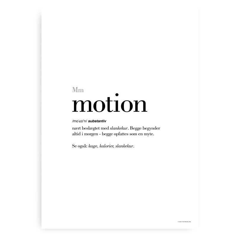Motion Definitions Plakat - Dansk