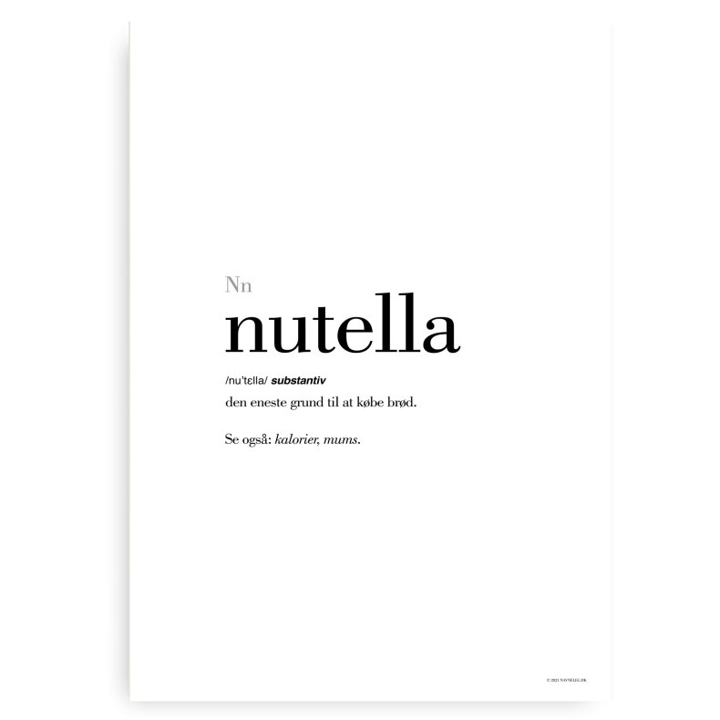 Nutella Definitions Plakat - Dansk