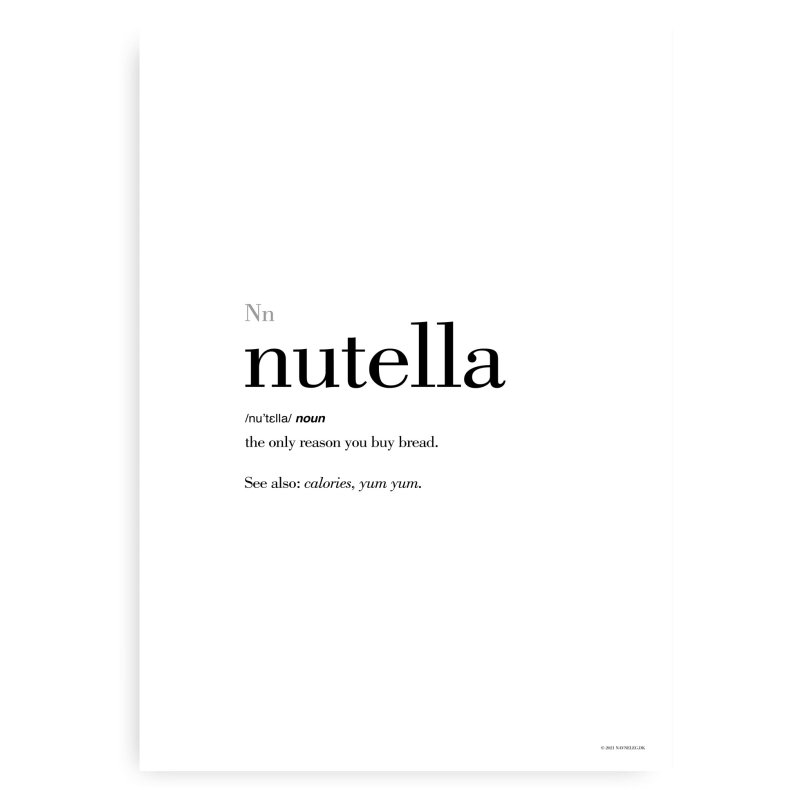 Nutella Definitions Plakat - Engelsk