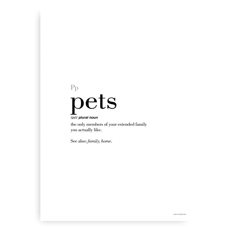 Pets Definitions Plakat - Engelsk