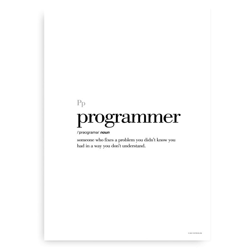 Programmer Definitions Plakat - Engelsk