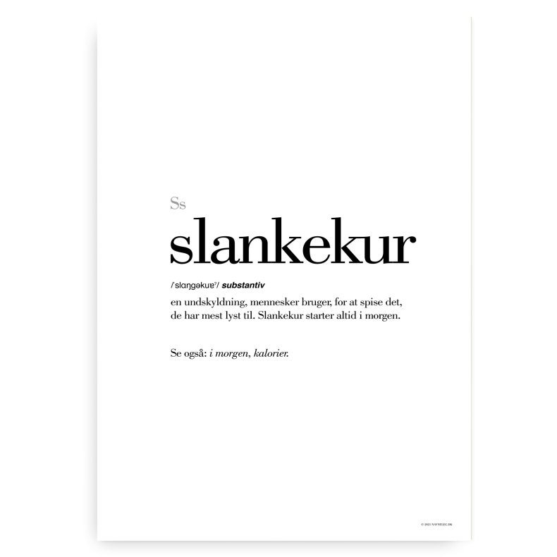Slankekur Definitions Plakat - Dansk