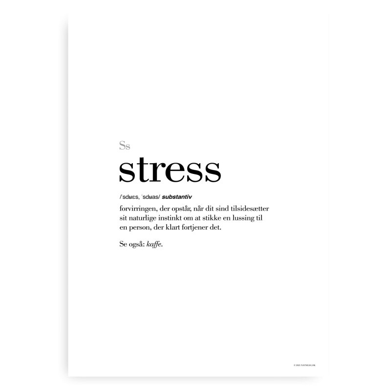 Stress Definitions Plakat - Dansk