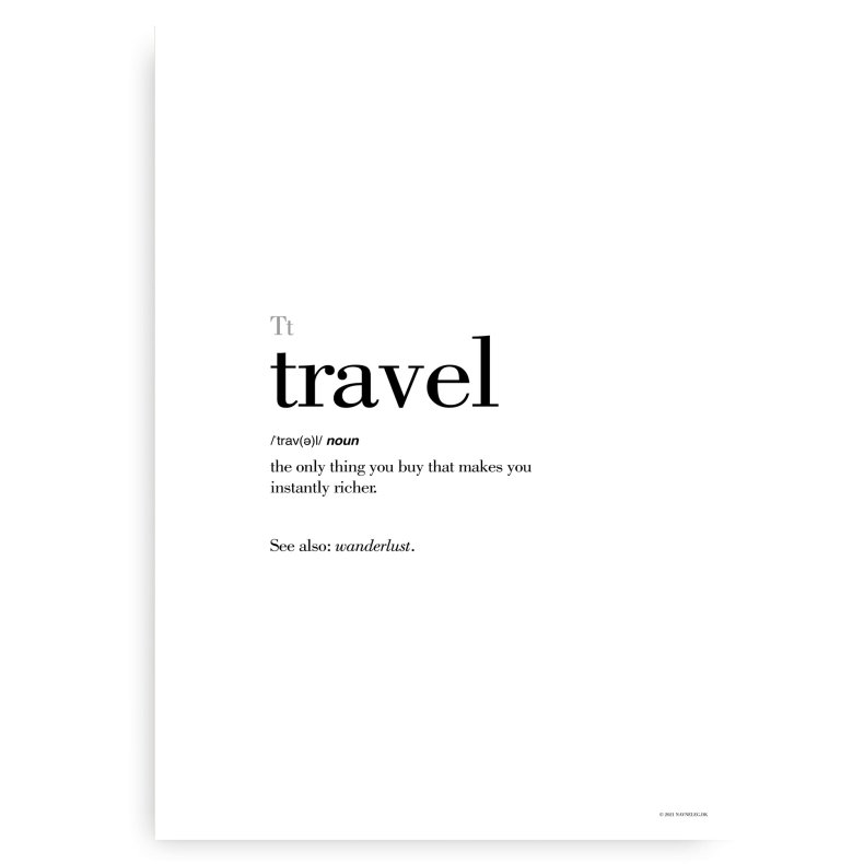 Travel Definitions Plakat - Engelsk