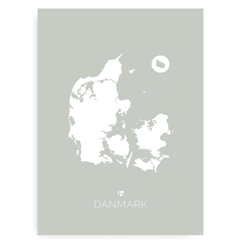 Danmarkskort - Hvid P Grn