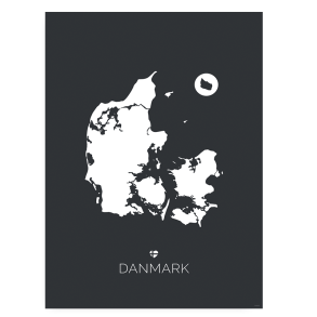 Danmarkskort Plakat - Plakater - Posterstyle.dk