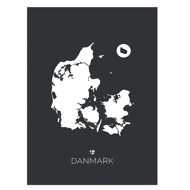 Danmarkskort - Hvid På Skifter
