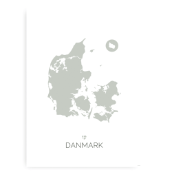 Danmarkskort Plakat - Plakater - Posterstyle.dk