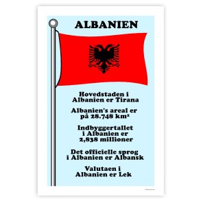 Landet Albanien - Plakat Med Flag