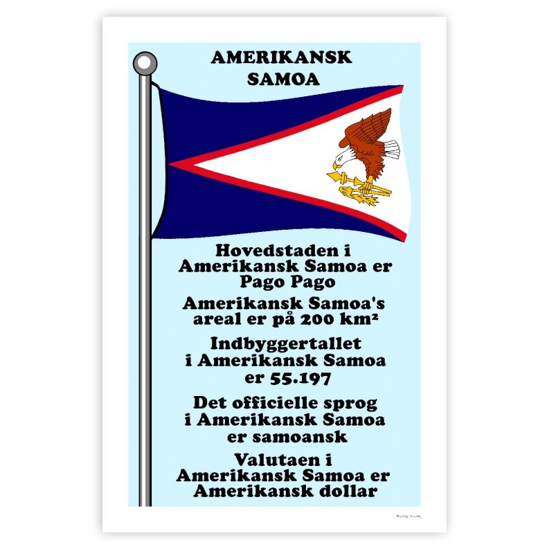 Landet Amerikansk Samoa - Plakat Med Flag