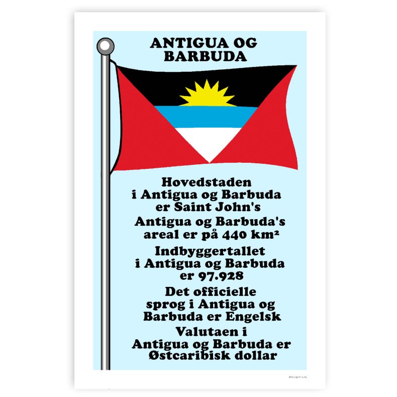 Landet Antigua og Barbuda - Plakat Med Flag