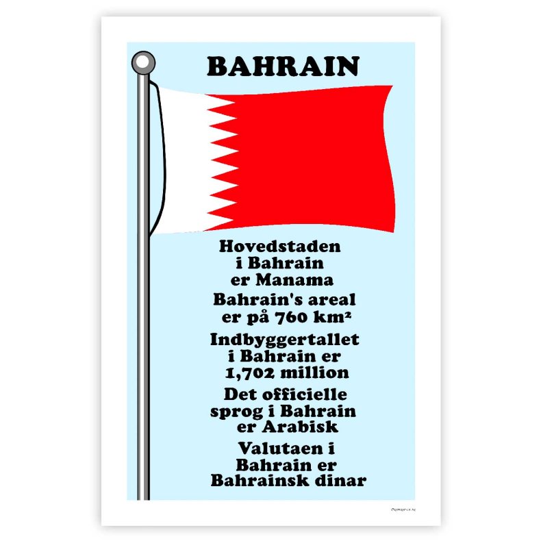 Landet Bahrain - Plakat Med Flag