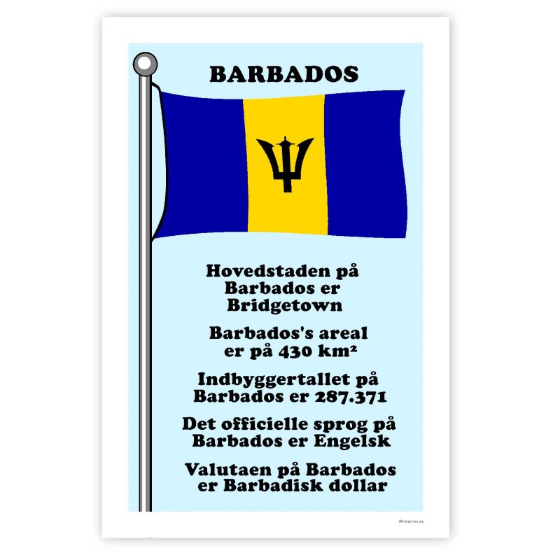 Landet Barbados - Plakat Med Flag