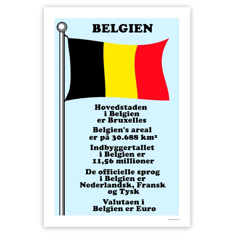 Landet Belgien - Plakat Med Flag