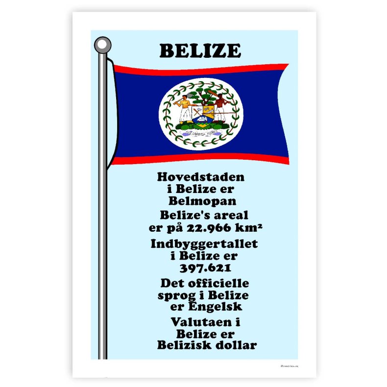 Landet Belize - Plakat Med Flag