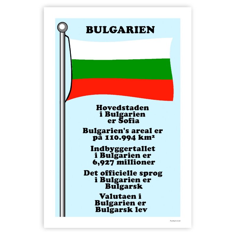 Landet Bulgarien - Plakat Med Flag