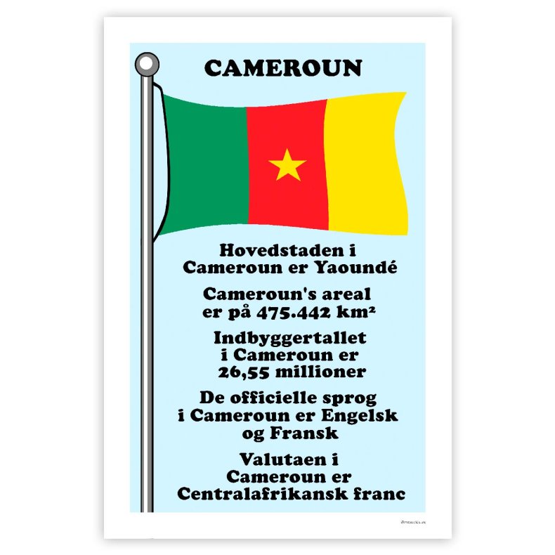 Landet Cameroun - Plakat Med Flag