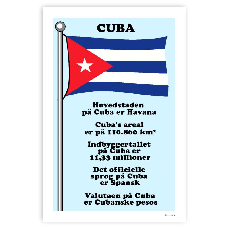 Landet Cuba - Plakat Med Flag