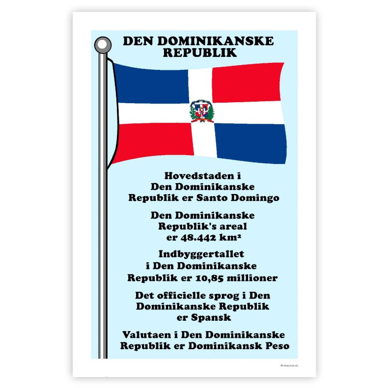 Landet Den Dominikanske Republik - Plakat Med Flag