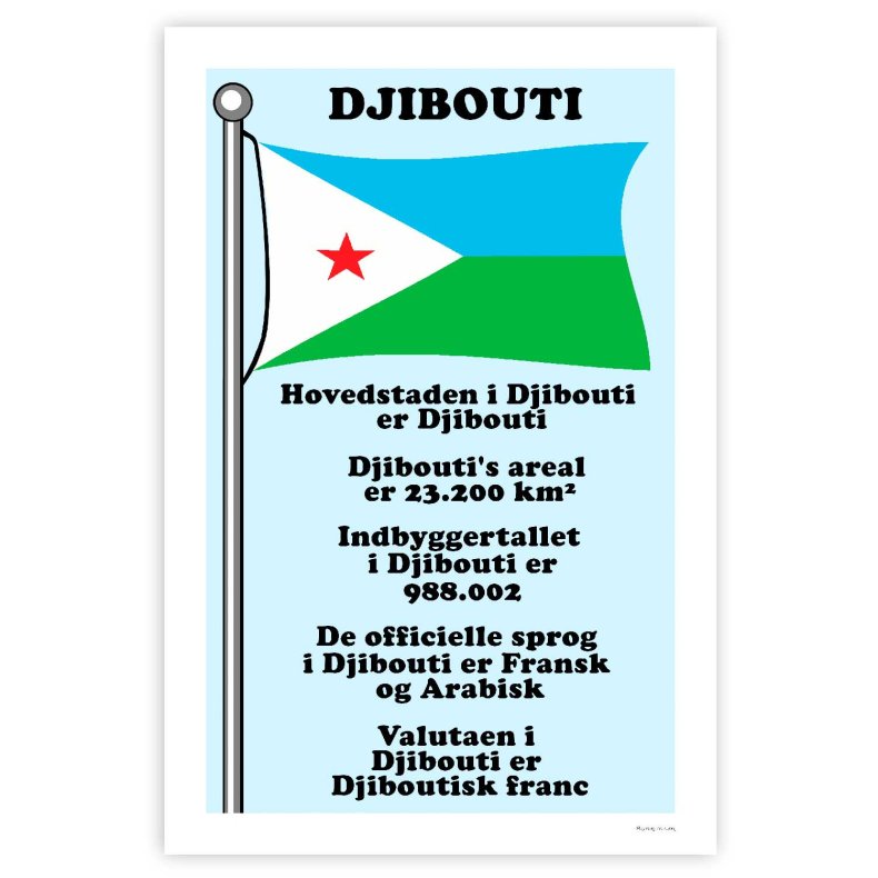 Landet Djibouti - Plakat Med Flag