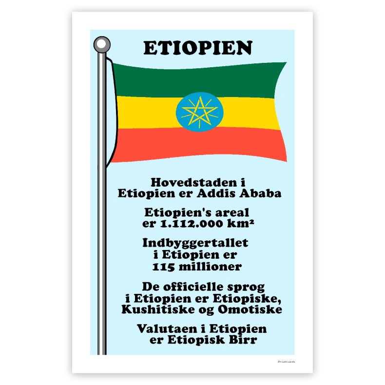 Landet Etiopien - Plakat Med Flag