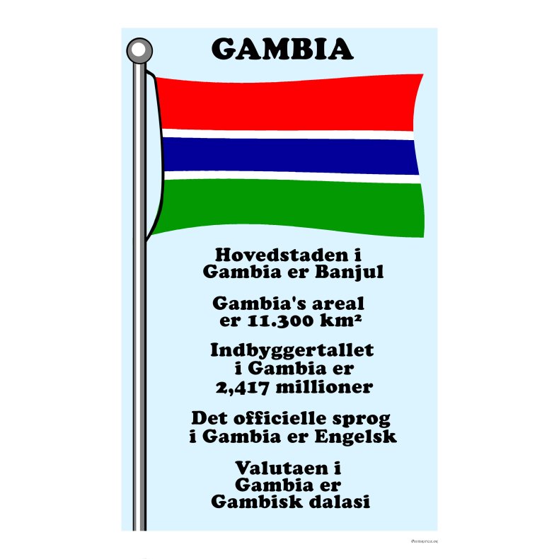 Landet Gambia - Plakat Med Flag