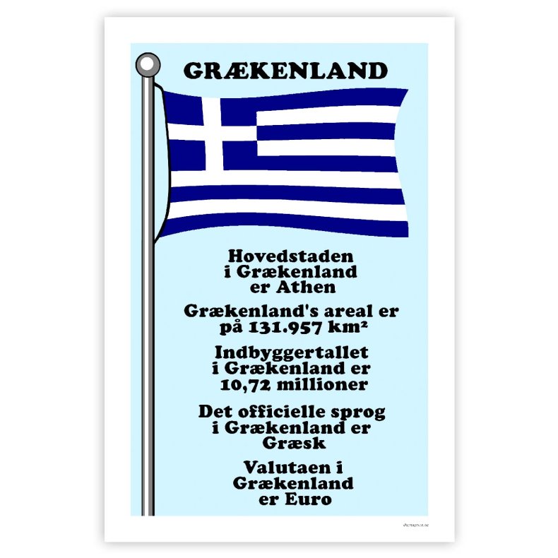 Landet Grkenland - Plakat Med Flag