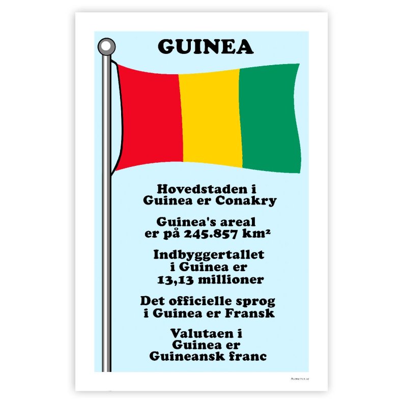 Landet Guinea - Plakat Med Flag