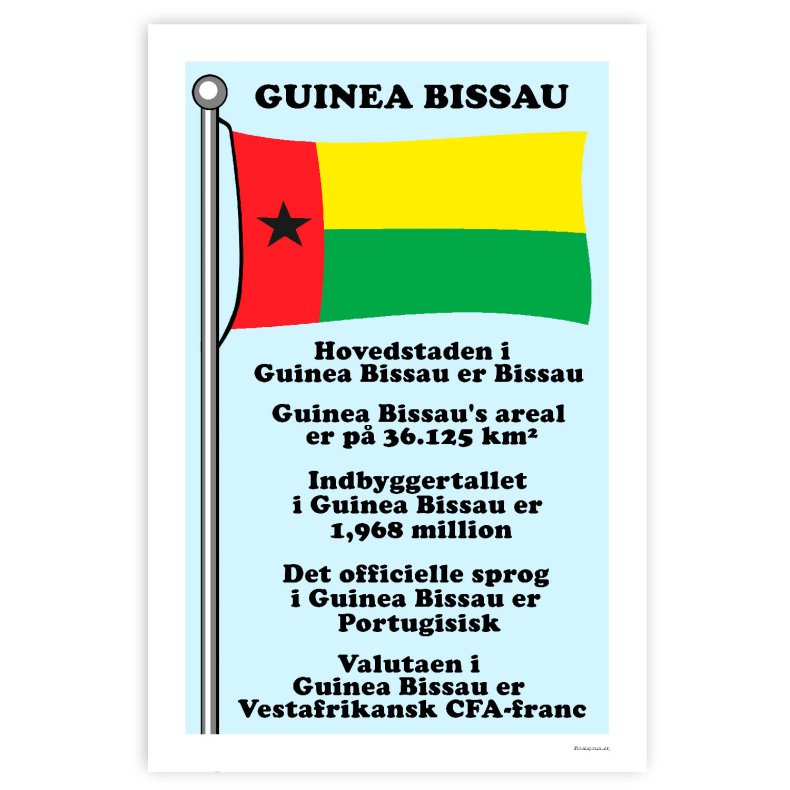 Landet Guinea Bissau - Plakat Med Flag