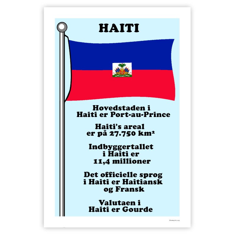 Landet Haiti - Plakat Med Flag