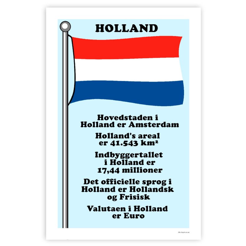 Landet Holland - Plakat Med Flag