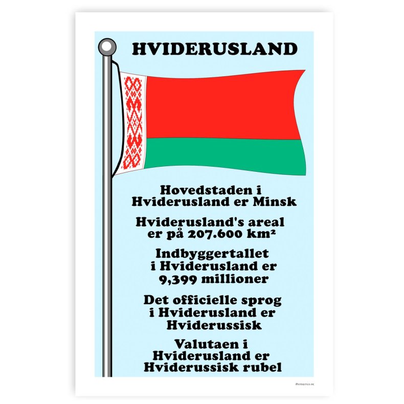 Landet Hviderusland - Plakat Med Flag