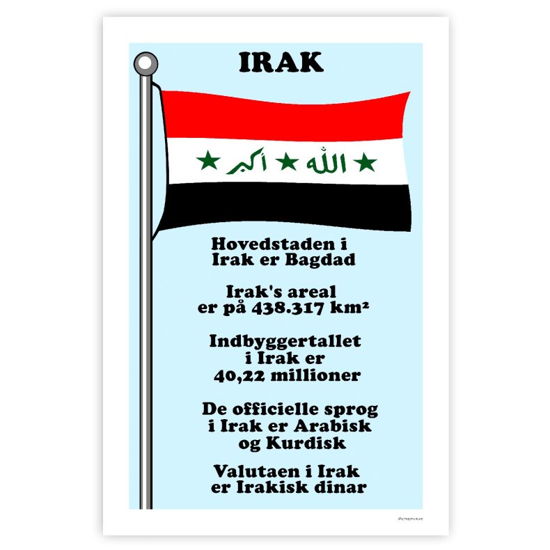 Landet Irak - Plakat Med Flag