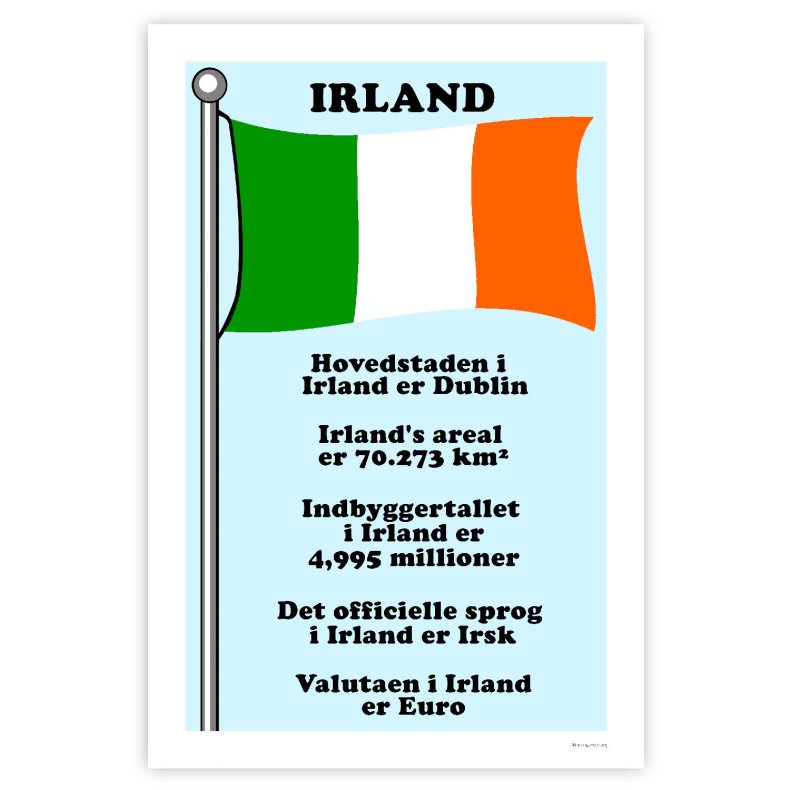 Landet Irland - Plakat Med Flag