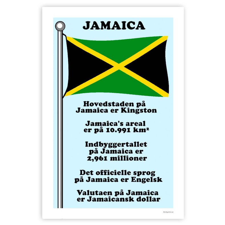 Landet Jamaica - Plakat Med Flag