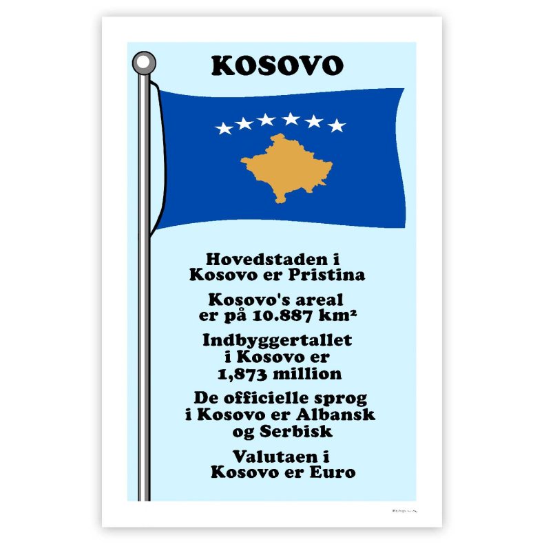 Landet Kosovo - Plakat Med Flag