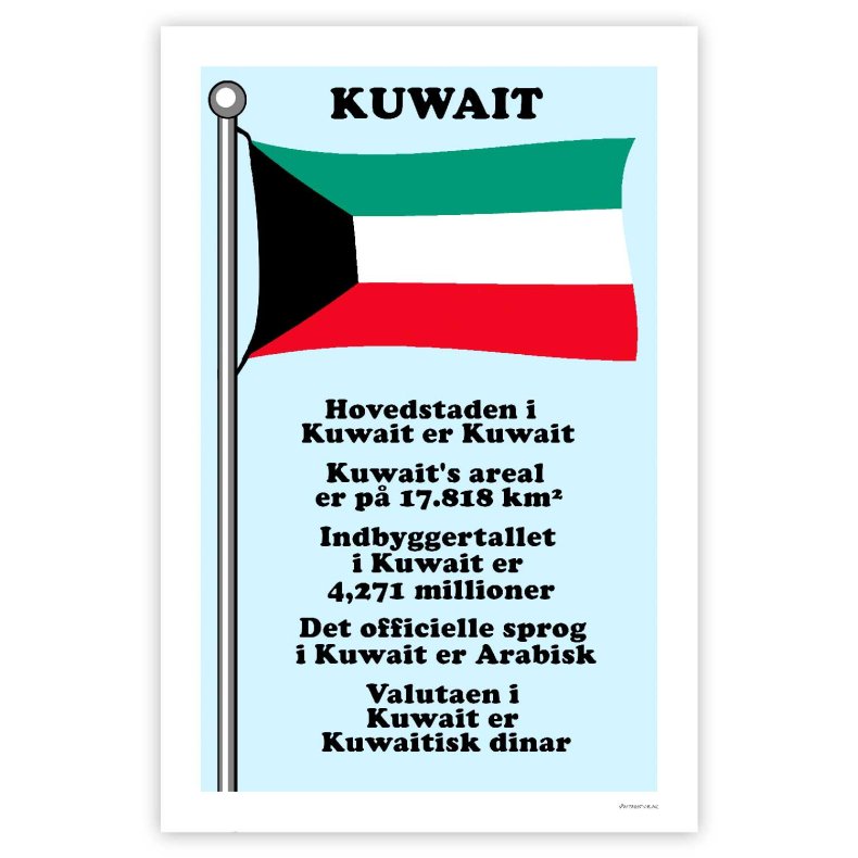 Landet Kuwait - Plakat Med Flag