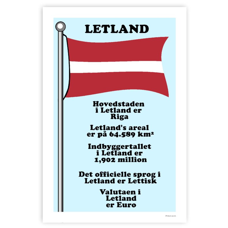 Landet Letland - Plakat Med Flag