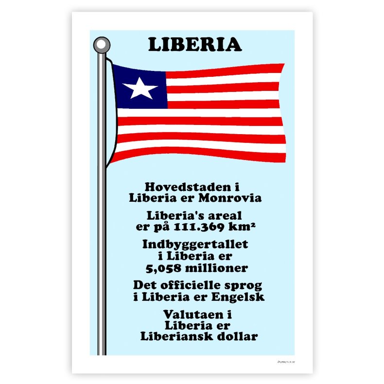 Landet Liberia - Plakat Med Flag